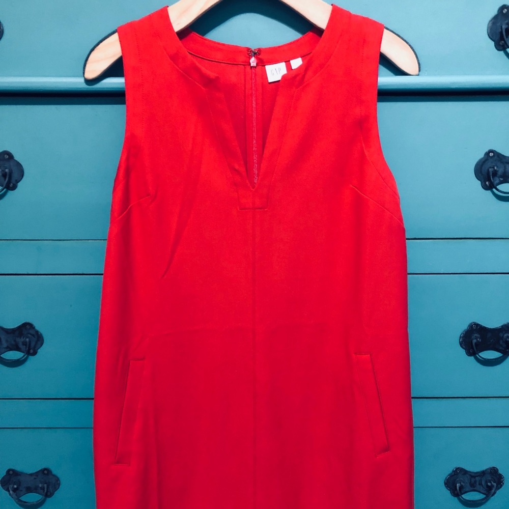Red gap work dress